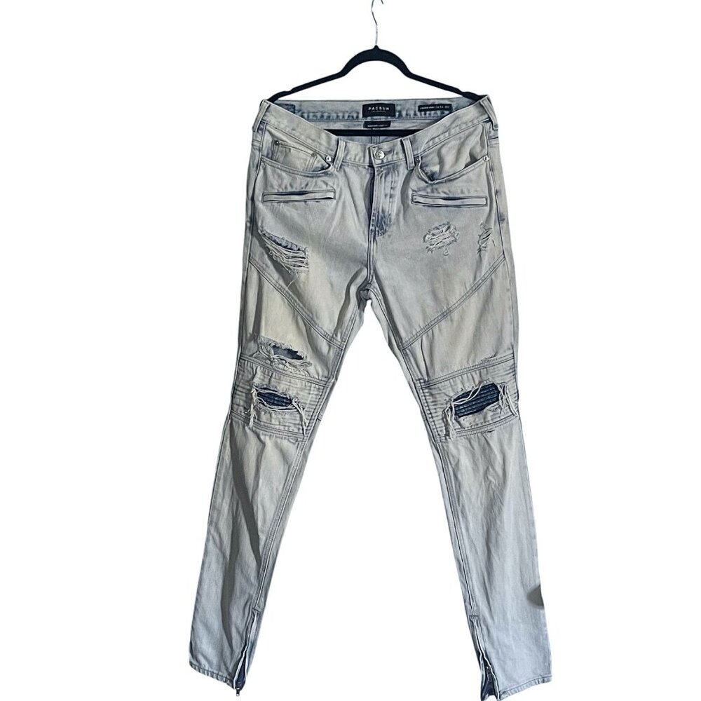 PACSUN Comfort Stretch Skinny Jeans – Light Wash Distressed | Men’s 32x32
